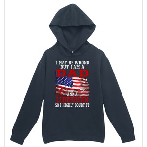 Dad Librarian American Flag Funny Patriotic Gift Urban Pullover Hoodie