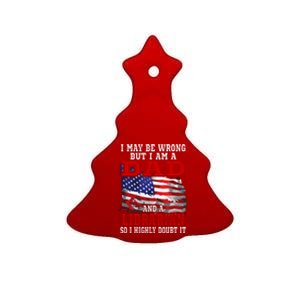 Dad Librarian American Flag Funny Patriotic Gift Ceramic Tree Ornament