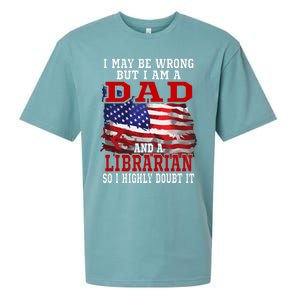 Dad Librarian American Flag Funny Patriotic Gift Sueded Cloud Jersey T-Shirt