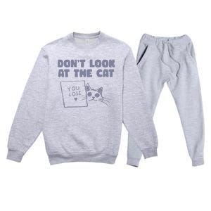 Dont Look At The Cat 90s Retro Graphic Premium Crewneck Sweatsuit Set