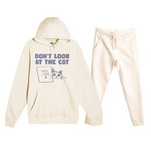 Dont Look At The Cat 90s Retro Graphic Premium Hooded Sweatsuit Set