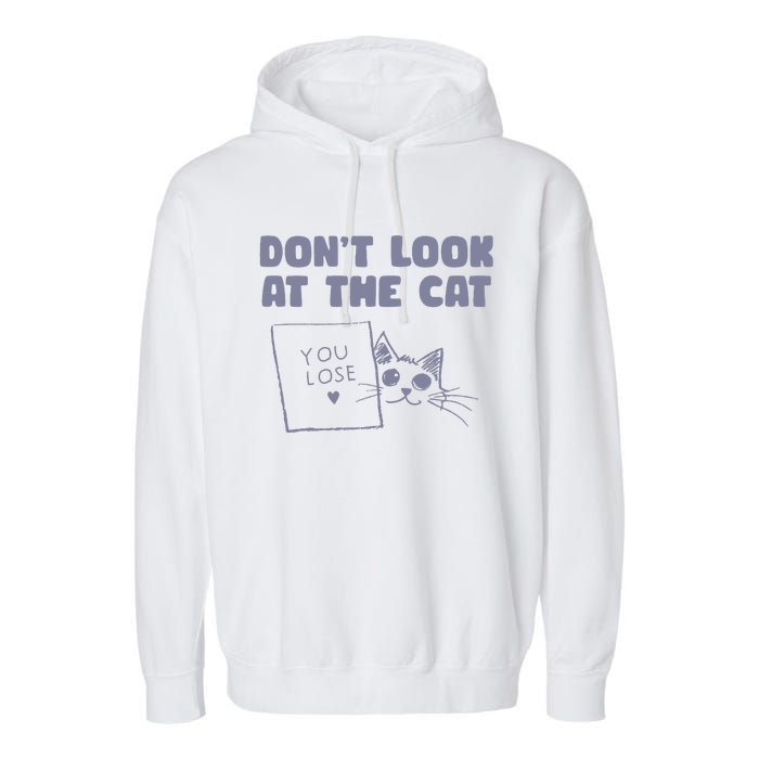 Dont Look At The Cat 90s Retro Graphic Garment-Dyed Fleece Hoodie