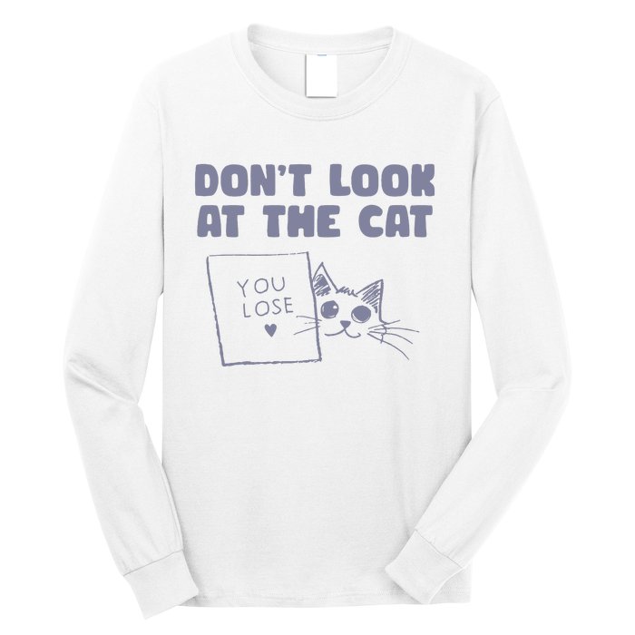 Dont Look At The Cat 90s Retro Graphic Long Sleeve Shirt