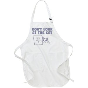 Dont Look At The Cat 90s Retro Graphic Full-Length Apron With Pockets