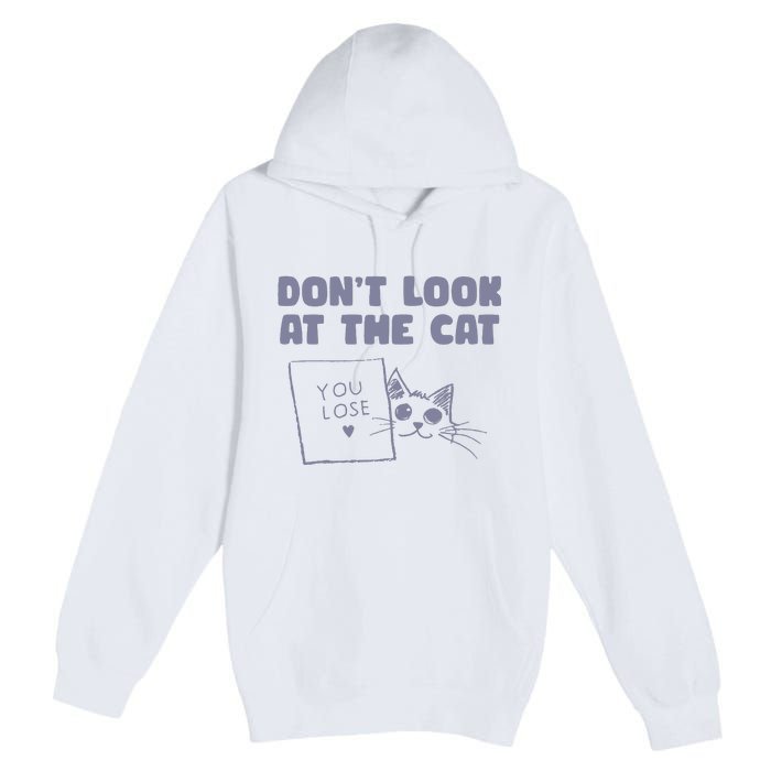 Dont Look At The Cat 90s Retro Graphic Premium Pullover Hoodie