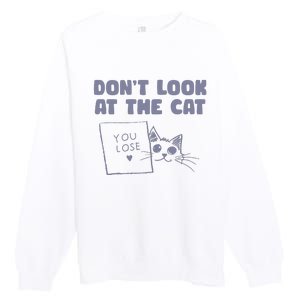 Dont Look At The Cat 90s Retro Graphic Premium Crewneck Sweatshirt