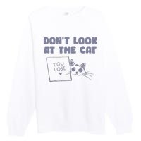 Dont Look At The Cat 90s Retro Graphic Premium Crewneck Sweatshirt