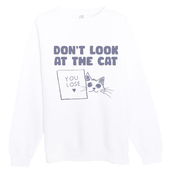 Dont Look At The Cat 90s Retro Graphic Premium Crewneck Sweatshirt