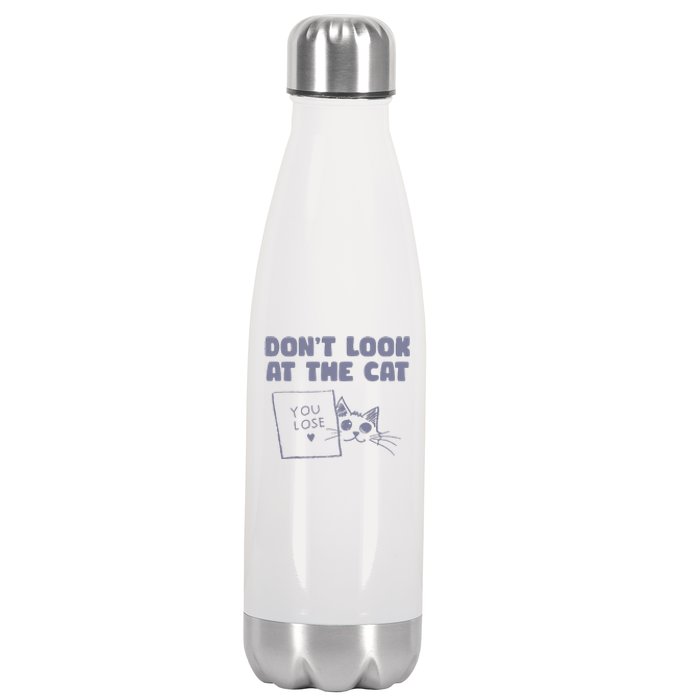 Dont Look At The Cat 90s Retro Graphic Stainless Steel Insulated Water Bottle