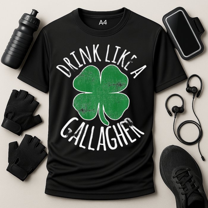 DRINK LIKE A GALLAGHER St Patrick's Day Cooling Performance Crew T-Shirt