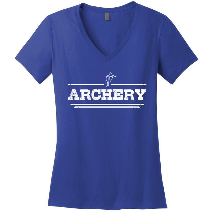 Distressed Look Arching Gift For Archers Gift Women's V-Neck T-Shirt