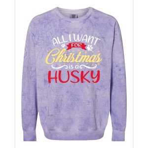 Dog Lover All I Want For Christmas Is A Husky Gift Colorblast Crewneck Sweatshirt