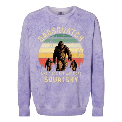 Dadsquatch Like A Dad Way More Squatchy Funny Bigfoot Colorblast Crewneck Sweatshirt