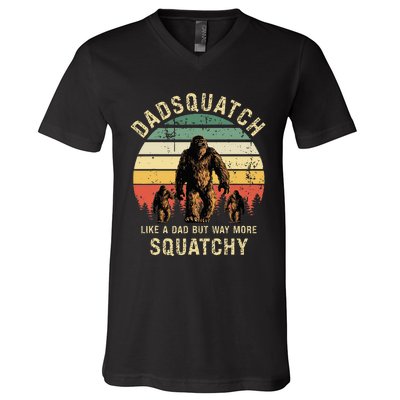 Dadsquatch Like A Dad Way More Squatchy Funny Bigfoot V-Neck T-Shirt