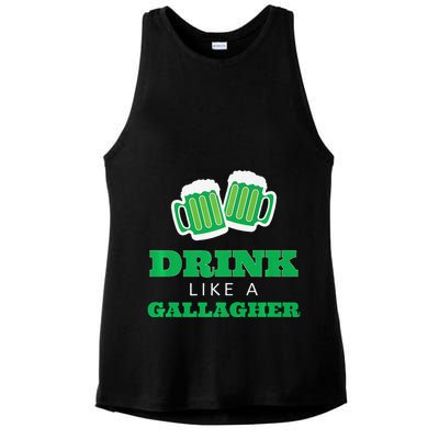 Drink Like A Gallagher Saint Patrick's Day Ladies PosiCharge Tri-Blend Wicking Tank