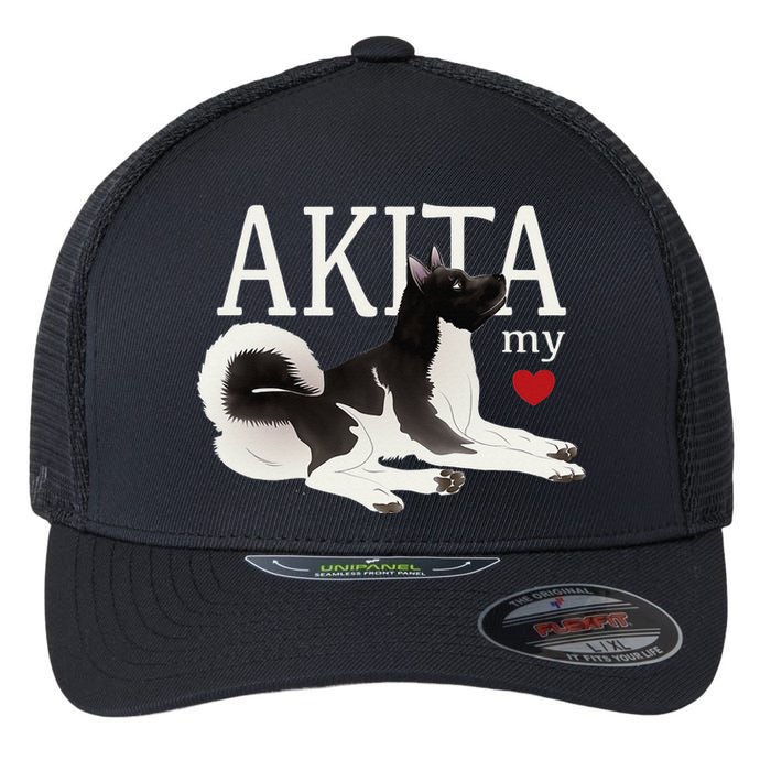 Dog Lovers AKITA My Heart A Key to My Heart Flexfit Unipanel Trucker Cap