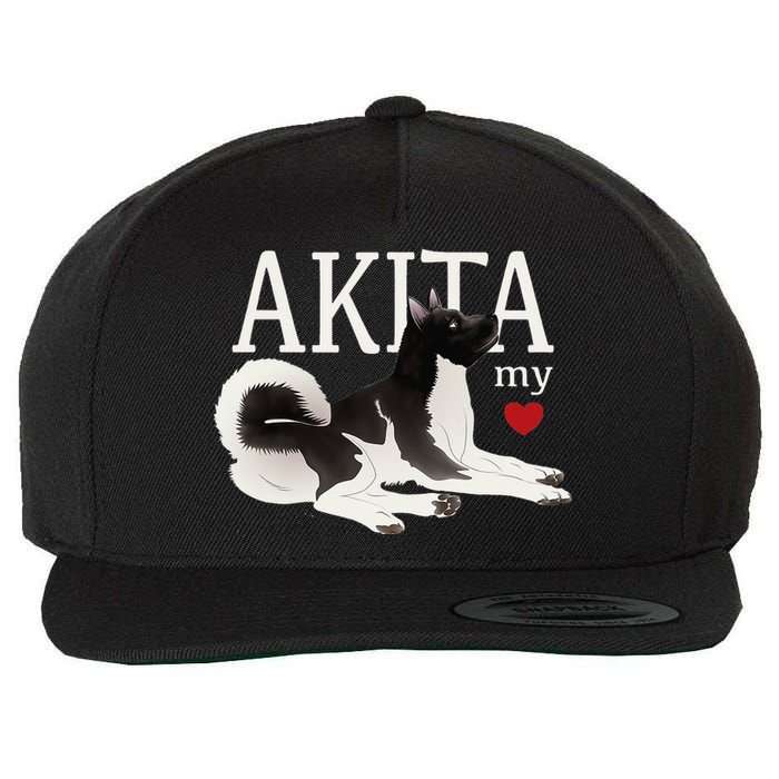 Dog Lovers AKITA My Heart A Key to My Heart Wool Snapback Cap