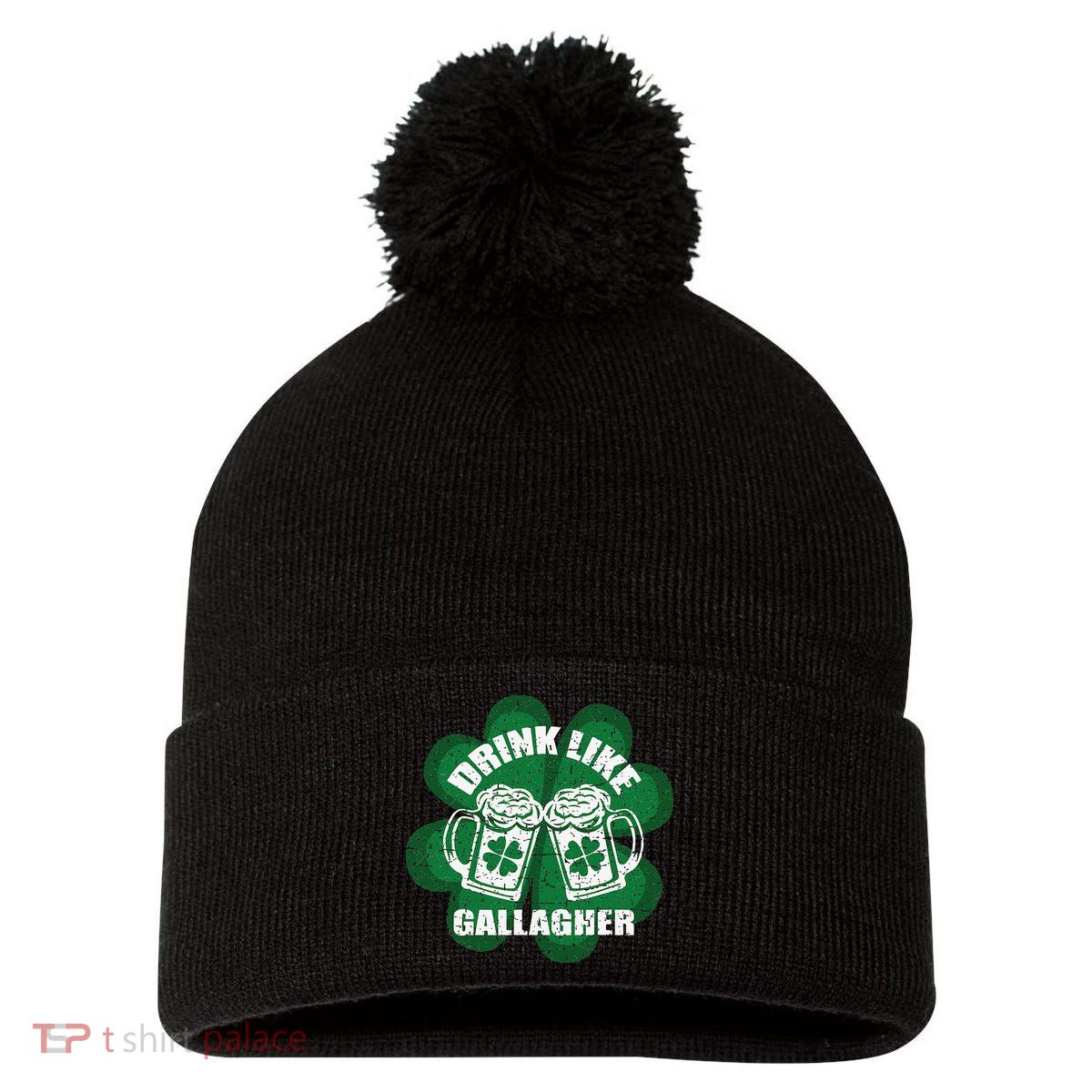 Drink Like A Gallagher Saint Patrick's Day Irish Pom Pom 12in Knit Beanie
