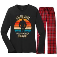 Dadsquatch Like A Dad Way More Squatchy Funny Bigfoot Women's Long Sleeve Flannel Pajama Set 