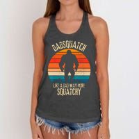 Dadsquatch Like A Dad Way More Squatchy Funny Bigfoot Women's Knotted Racerback Tank