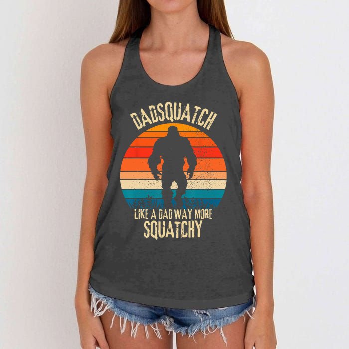 Dadsquatch Like A Dad Way More Squatchy Funny Bigfoot Women's Knotted Racerback Tank