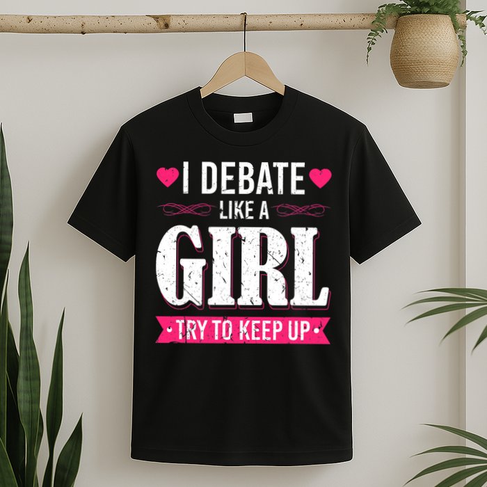 Debate Like A Girl Try To Keep Up Debate Team Argumentation T-Shirt