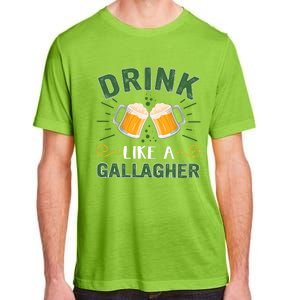 Drink Like A Galagher Lucky Beer Shamrock Beer Lover Saint Patrick's Day Adult ChromaSoft Performance T-Shirt