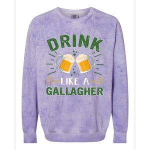 Drink Like A Galagher Lucky Beer Shamrock Beer Lover Saint Patrick's Day Colorblast Crewneck Sweatshirt