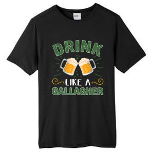 Drink Like A Galagher Lucky Beer Shamrock Beer Lover Saint Patrick's Day Tall Fusion ChromaSoft Performance T-Shirt