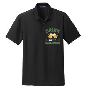 Drink Like A Galagher Lucky Beer Shamrock Beer Lover Saint Patrick's Day Dry Zone Grid Polo