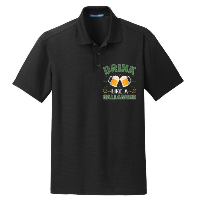 Drink Like A Galagher Lucky Beer Shamrock Beer Lover Saint Patrick's Day Dry Zone Grid Polo