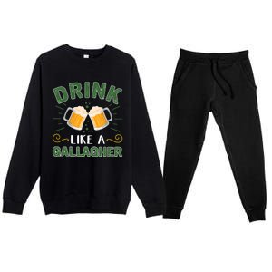 Drink Like A Galagher Lucky Beer Shamrock Beer Lover Saint Patrick's Day Premium Crewneck Sweatsuit Set