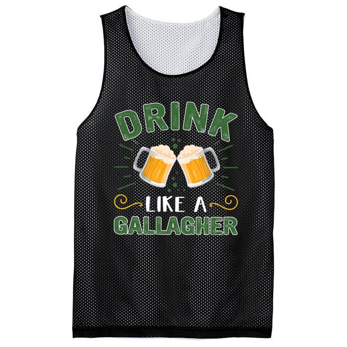 Drink Like A Galagher Lucky Beer Shamrock Beer Lover Saint Patrick's Day Mesh Reversible Basketball Jersey Tank