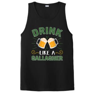 Drink Like A Galagher Lucky Beer Shamrock Beer Lover Saint Patrick's Day PosiCharge Competitor Tank