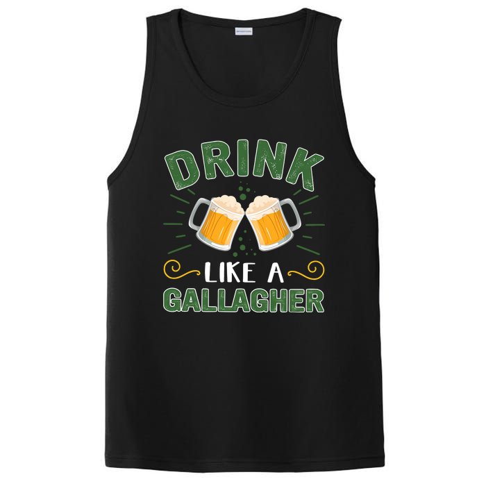 Drink Like A Galagher Lucky Beer Shamrock Beer Lover Saint Patrick's Day PosiCharge Competitor Tank