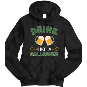 Drink Like A Galagher Lucky Beer Shamrock Beer Lover Saint Patrick's Day Tie Dye Hoodie