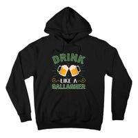 Drink Like A Galagher Lucky Beer Shamrock Beer Lover Saint Patrick's Day Tall Hoodie