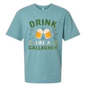 Drink Like A Galagher Lucky Beer Shamrock Beer Lover Saint Patrick's Day Sueded Cloud Jersey T-Shirt