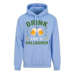 Drink Like A Galagher Lucky Beer Shamrock Beer Lover Saint Patrick's Day Unisex Surf Hoodie