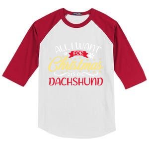 Dog Lover All I Want For Christmas Is A Dachshund Gift Kids Colorblock Raglan Jersey