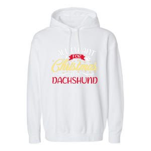 Dog Lover All I Want For Christmas Is A Dachshund Gift Garment-Dyed Fleece Hoodie