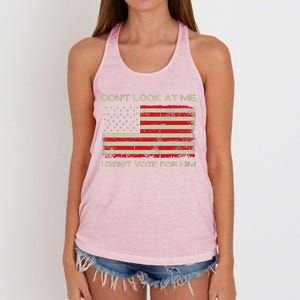 DonT Look At Me I DidnT Vote For Him Funny Us Flag Retro Women's Knotted Racerback Tank