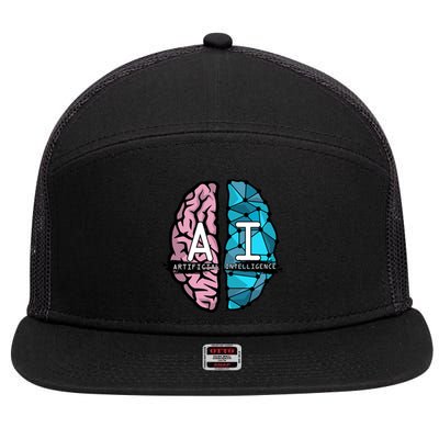 Deep Learning Artificial Intelligence Artificial Brain Gift 7 Panel Mesh Trucker Snapback Hat