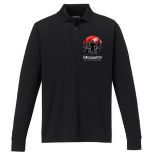 Dadsquatch Like A Dad Way More Squatchy Funny Bigfoot Dad Performance Long Sleeve Polo