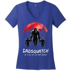 Dadsquatch Like A Dad Way More Squatchy Funny Bigfoot Dad Women's V-Neck T-Shirt