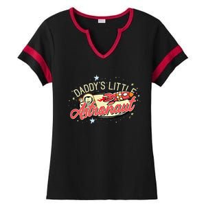 Daddy's Little Astronaut Cute Graphic Space Theme Great Gift Ladies Halftime Notch Neck Tee