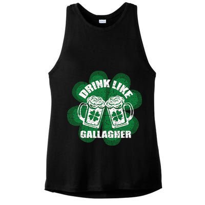 Drink Like A Gallagher Saint Patrick's Day Irish Ladies PosiCharge Tri-Blend Wicking Tank