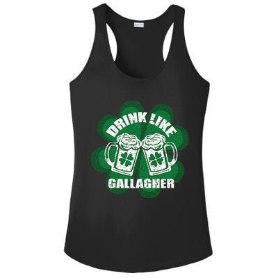 Drink Like A Gallagher Saint Patrick's Day Irish Ladies PosiCharge Competitor Racerback Tank