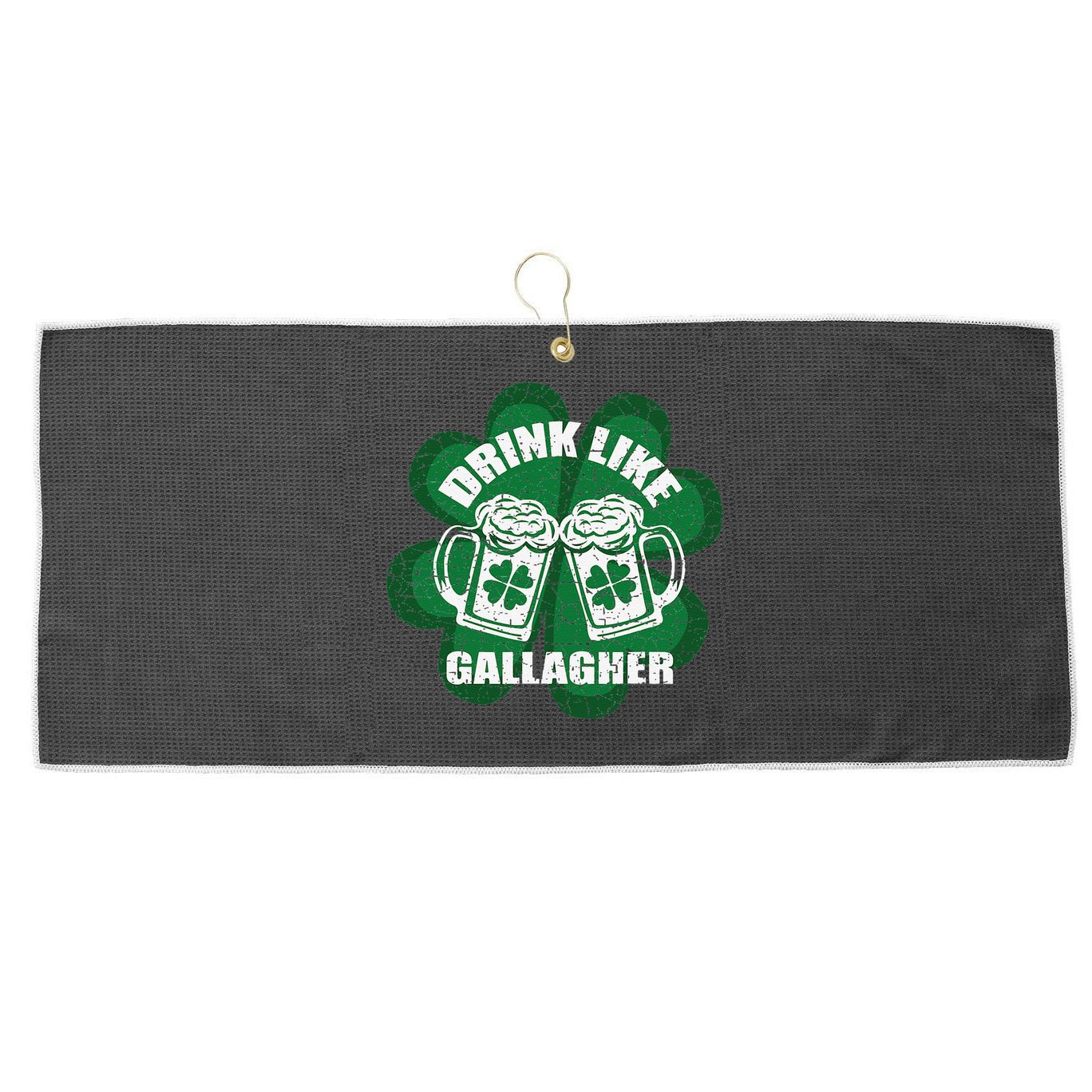 Drink Like A Gallagher Saint Patrick's Day Irish Large Microfiber Waffle Golf Towel