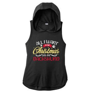 Dog Lover All I Want For Christmas Is A Dachshund Gift Ladies PosiCharge Tri-Blend Wicking Draft Hoodie Tank